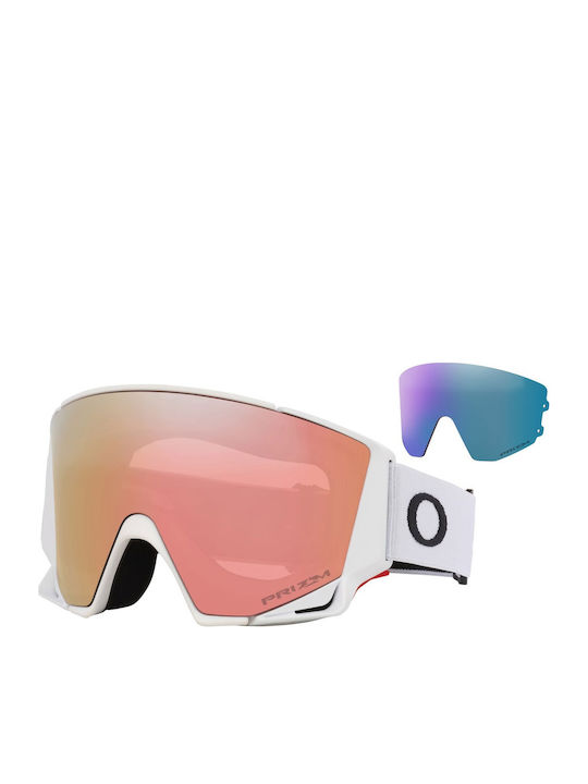 Oakley Snow Ochelari de Schi și Snowboard pentru Adulți, Albi cu Lentilă Roz