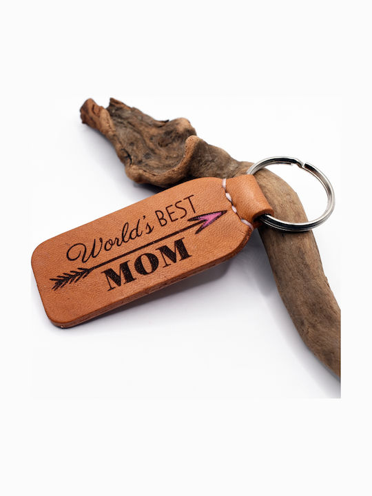 Χειροποίητο Δερμάτινο Μπρελόκ World's Best Mom
