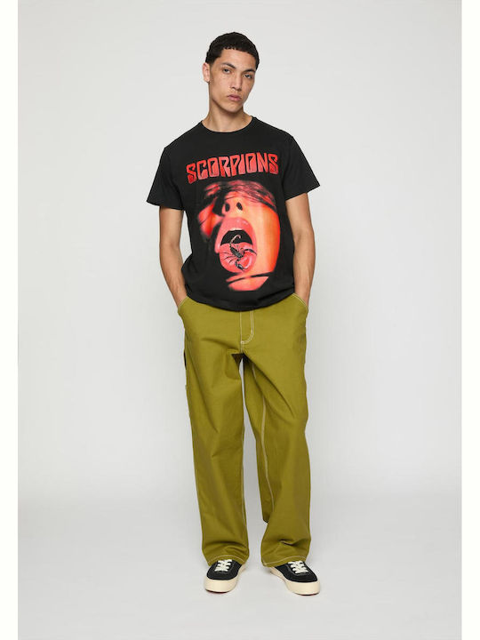 Merchcode Tongue T-shirt Scorpions Μαύρο Βαμβακερό