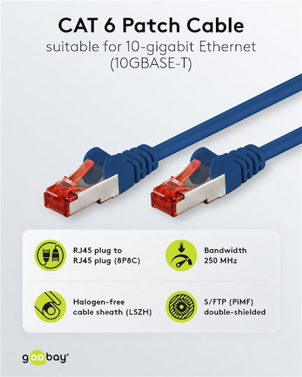 Goobay S/FTP Kat.6 Gigabit Netzwerkkabel Ethernet 0.25m Blau