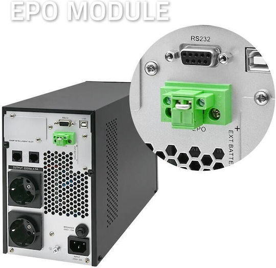 Qoltec USV 1000VA 1000W mit 2 Schuko-Steckdosen