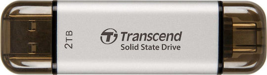 Transcend ESD310 2TB USB 3.2 SSD Стик с връзка USB-A & USB-C Сребрист