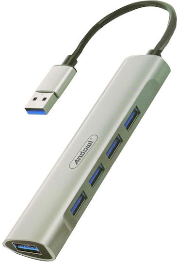 Andowl USB-Hub 3 Anschlüsse USB 3.0 mit Anschluss an einen Computer USB-A / USB-C Silber