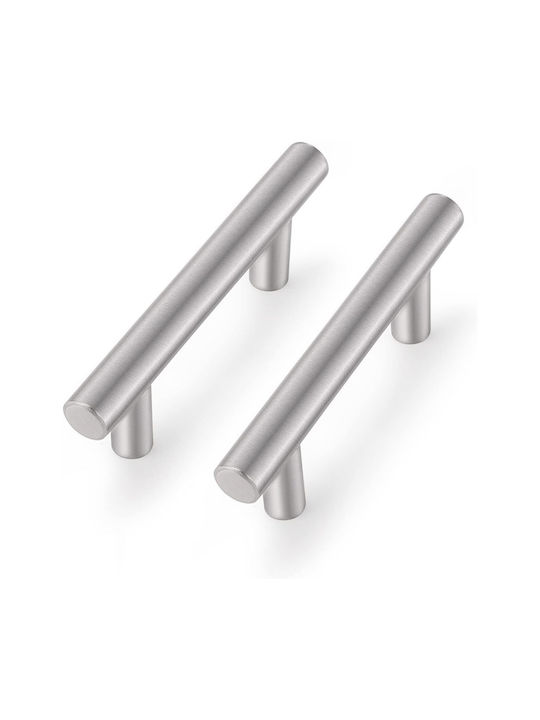 Probrico Λαβή Επίπλου από Μέταλλο Silver Φ102mm (Απόσταση Κέντρων 101.6mm) 5τμχ