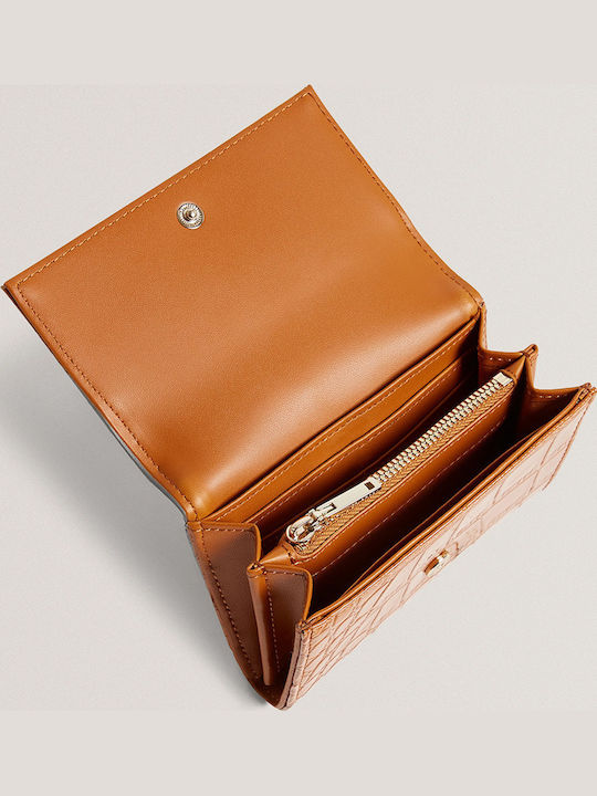 Croco Small Leather Women's Wallet Classic Tabac Brown
