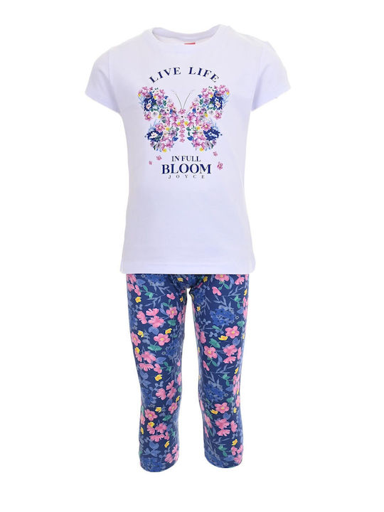 Kids' Set with Leggings Summer 2pcs White Butterfly
