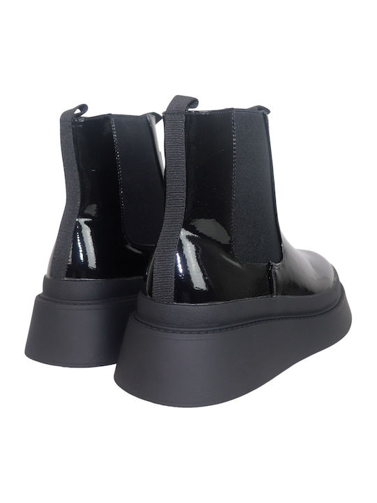 Stiefeletten Damen aus Lackleder Schwarz