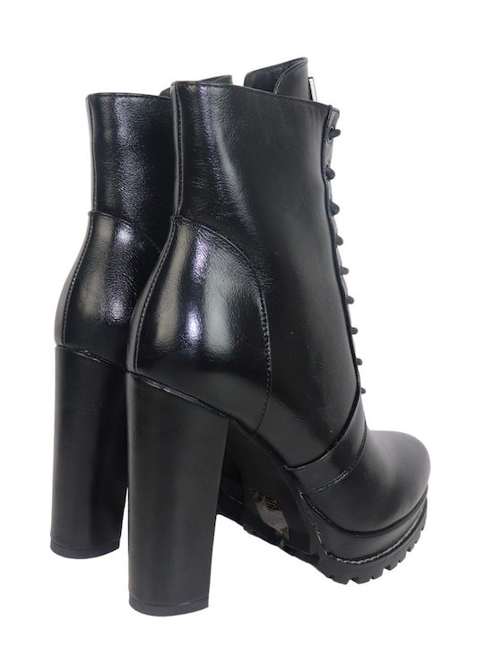 Stiefeletten Damen aus Lackleder Schwarz