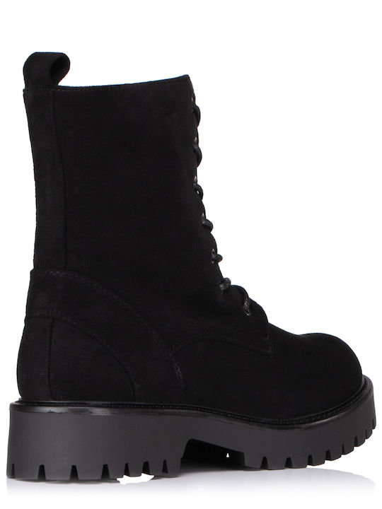 Wildleder Stiefeletten Damen Schwarz