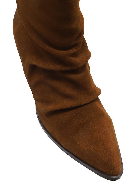 Suede Women's Ankle Boots Tabac Brown