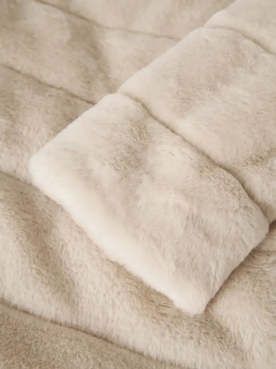 Kinderpelz mit Kapuze Beige