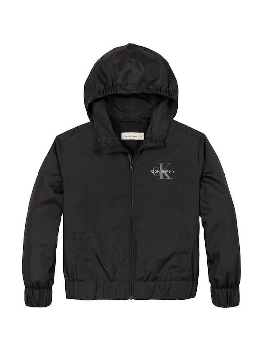 Παιδικό Casual Μπουφάν Αντιανεμικό με Επένδυση Ck Black