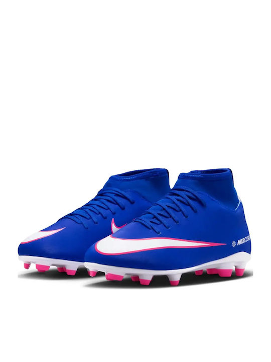 Mercurial Superfly 10 Club FG/MG Ghete de fotbal pentru copii cu crampoane Albastre