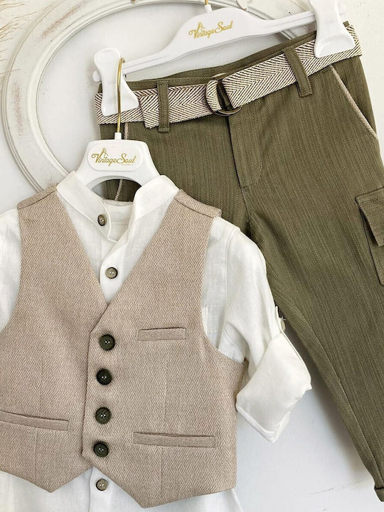 Vintage Soul Boys Baptism Suit with Vest Multicolour