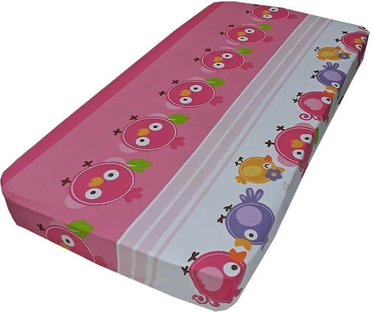 Beboulino με Λάστιχο Lovely Birds Ροζ 60x120εκ.