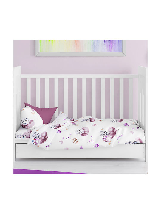 Dimcol Bebe Kitten Baby Sheet Crib Cotton Fitted Mauve Purple 70x140cm