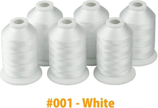 Embroidery Thread Set 6 Spools 1000 M White Color