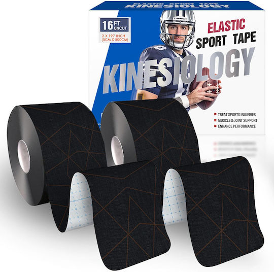 Professional Kinesiology Tapes 5cm x 5m Black 2pcs