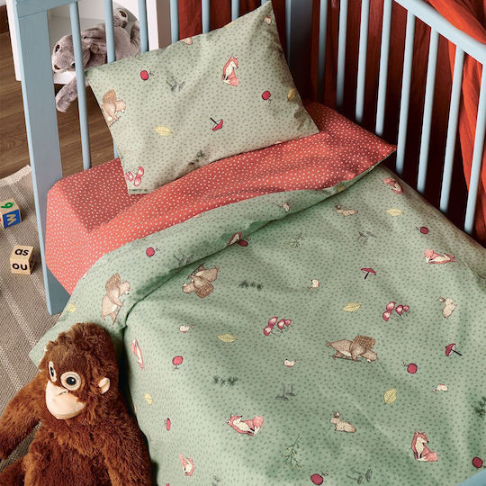 Kentia Пухено одеяло За Количка Памук Picky Greenterracotta Зелен 100x140см