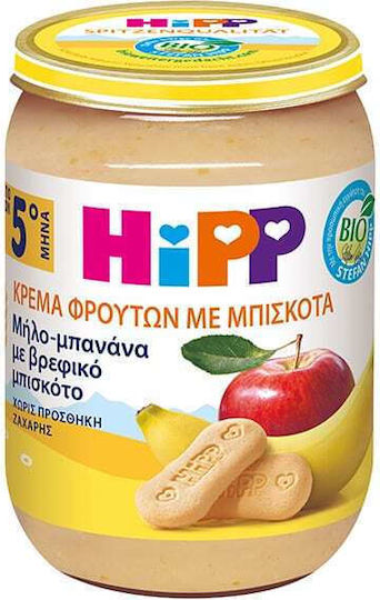Hipp Φρουτόκρεμα με Γεύση Μήλο Μπανάνα Χωρίς Προσθήκη Ζάχαρης 190gr για 5+ Μηνών