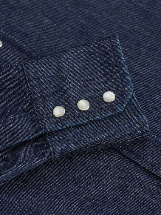 Langärmelig Damen Denim Hemd Blue