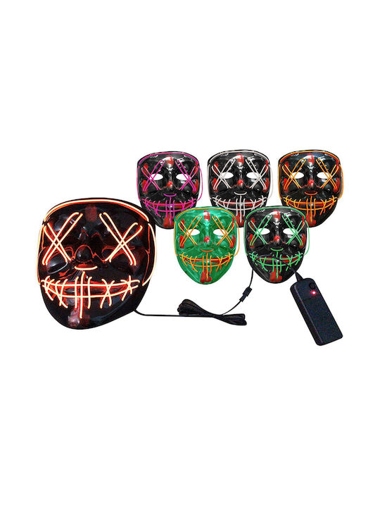 Carnival Mask Full Face with Stitches With Light (Μiscellaneous colours) 20x18cm