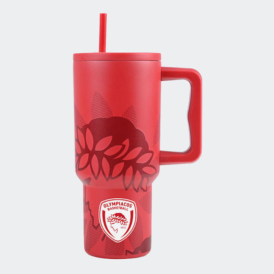 Estia Straw Tumbler XL Save the Aegean Recyclable Handled Tumbler Thermos Stainless Steel BPA Free 900ml hearth with Straw and Handle