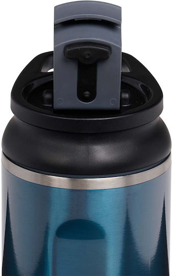 Igloo Glas Thermosflasche Rostfreier Stahl / Kunststoff 354ml BLUE mit Stroh und Handgriff