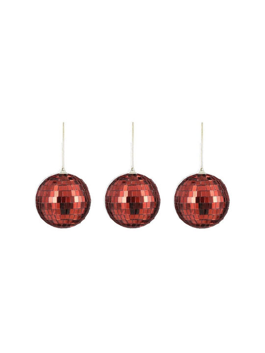 Spiegel Set 3 Kunststoff Rot Weihnachtsbaumschmuck Bälle 8cm