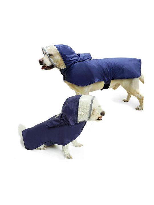Blue Waterproof Dog Coat with Hood Medium
