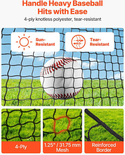 Baseball Cage Vevor 6780 x 3700 x 2400mm Free Standing Portable Baseball Cage Batting Cages 4-Layer Polyester Knotless Pitching Machine Opening Batting Cage Net Indoor Outdoor Use