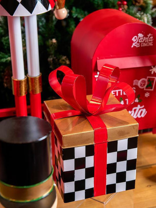 Fylliana Christmas Metal Decorative Gift Box Fylliana Fl038 Gold-Black-White-Red 20x20x26cm