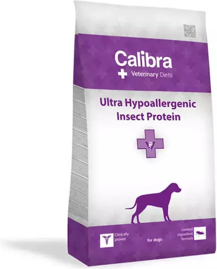 Calibra Vet Dog Ultra Hypoallergenic Insect 12kg Dry Food for Dogs Gluten-Free with Fish, Rice, Salmon and Apple