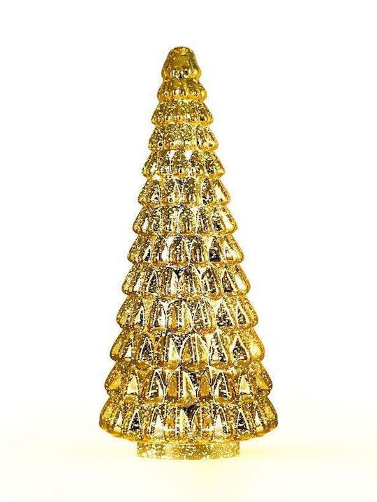 Christmas Decorative Glass Tree 32cm Battery Gold