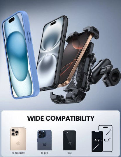 Lamicall Motorcycle Cellphone Mount with Adjustable Arm 4.7 for Steering Wheel
