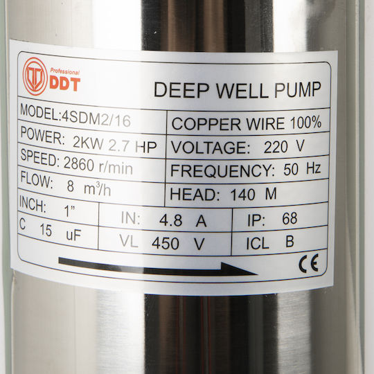 DDT Einphasige Pumpe Quelle: 2.66hp
