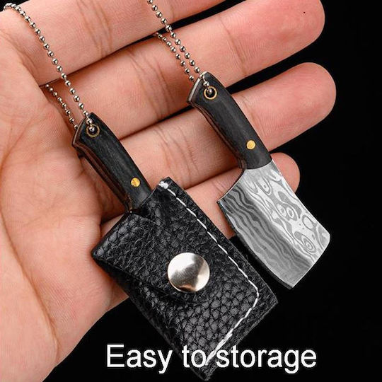 Mini Knife Keychain Gray in Leather Sheath