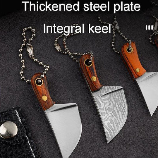 Mini Knife Keychain Gray in Leather Sheath