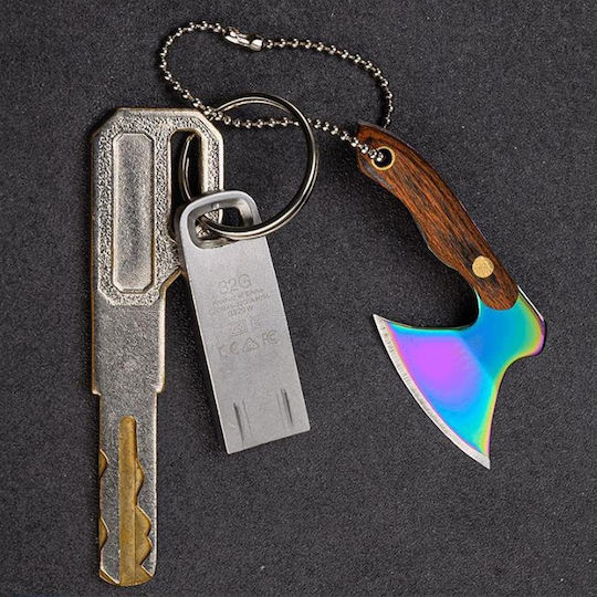 Mini Knife Keychain Gray in Leather Sheath