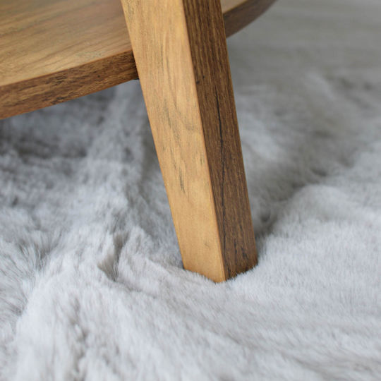 Ravelia Χαλί Αντιολισθητικό Γούνινο Φ100cm Light Grey
