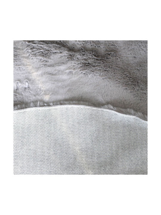 Ravelia Αντιολισθητικό Χαλί Στρογγυλό Γούνινο Light Grey Φ100cm