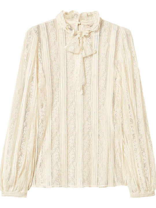 Women's Blouse Cotton with Lace White