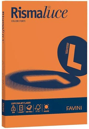 Favini 200 Φύλλα Rismaluce 140g/m2 Πορτοκαλί 56 21x29,7 A4