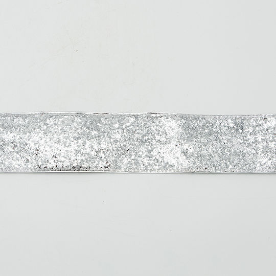 Ribbon With Silver Chunky Glitter 6.30cm 10m