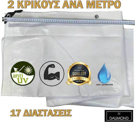 Dalimond Reinforced Rings Waterproof Tarpaulin 250gr/m² 10x5m. Heavy Duty White