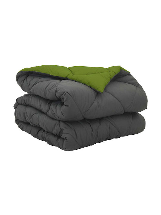 vidaXL Double Blanket 200x135cm Green and Charcoal