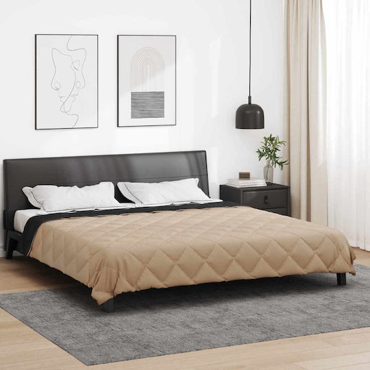 vidaXL Κουβέρτα Υπέρδιπλη 240x200εκ. Μαύρο Και Ταμπά
