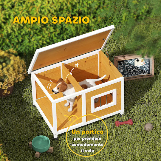 Pawhut Dog House Wooden Outdoor Brown 85.5x62x60cm