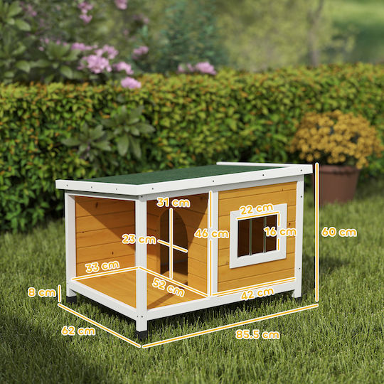 Pawhut Dog House Wooden Outdoor Brown 85.5x62x60cm