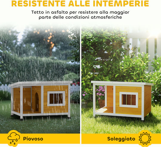 Pawhut Dog House Wooden Outdoor Brown 85.5x62x60cm